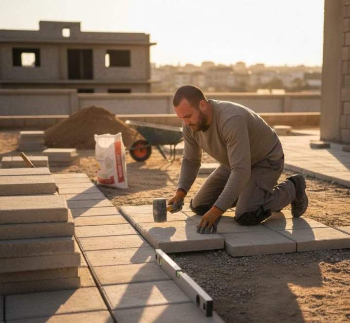 Pose de dallage à Saint-Gaudens